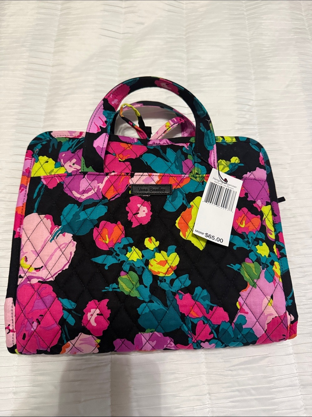 Vera Bradley Quilted Make Up Organizer with Pink, Teal & Yellow Floral Print